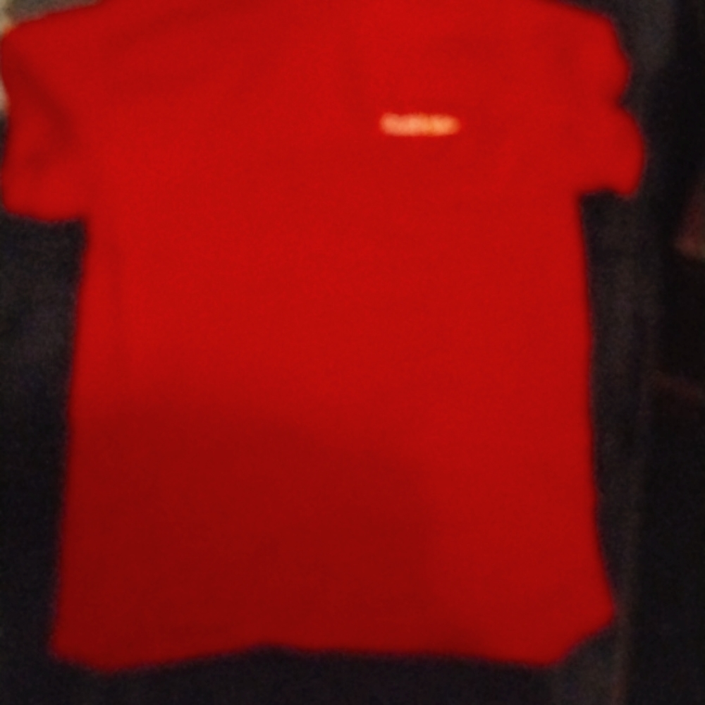 A red short sleeve shirt